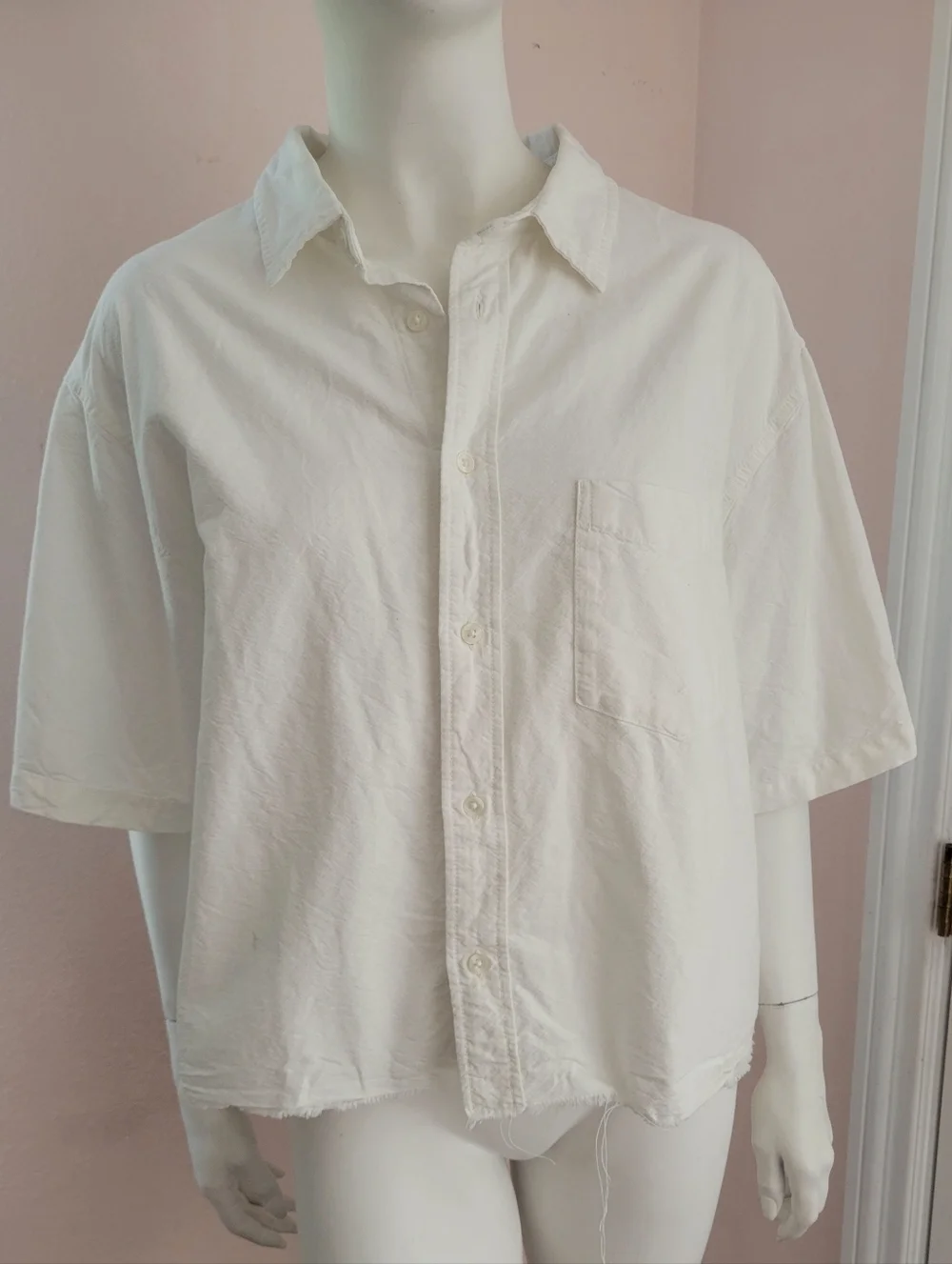 Urban Outfitters White Button Down Shirt Oversized 100% Cotton Boxy Fit Large - Picture 2 of 7